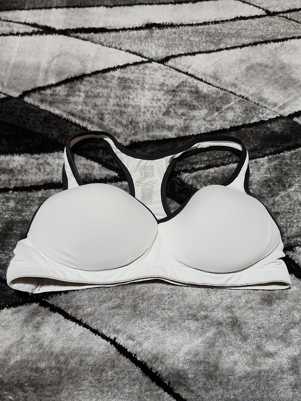 VS PINK YOGA SILVER-SHINE PADDED PUSH-UP WIRELESS RACERBACK SPORTS BRA